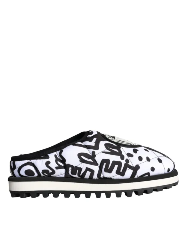 Black White Quilted Logo Sandals Slides Shoes sold by Louxly