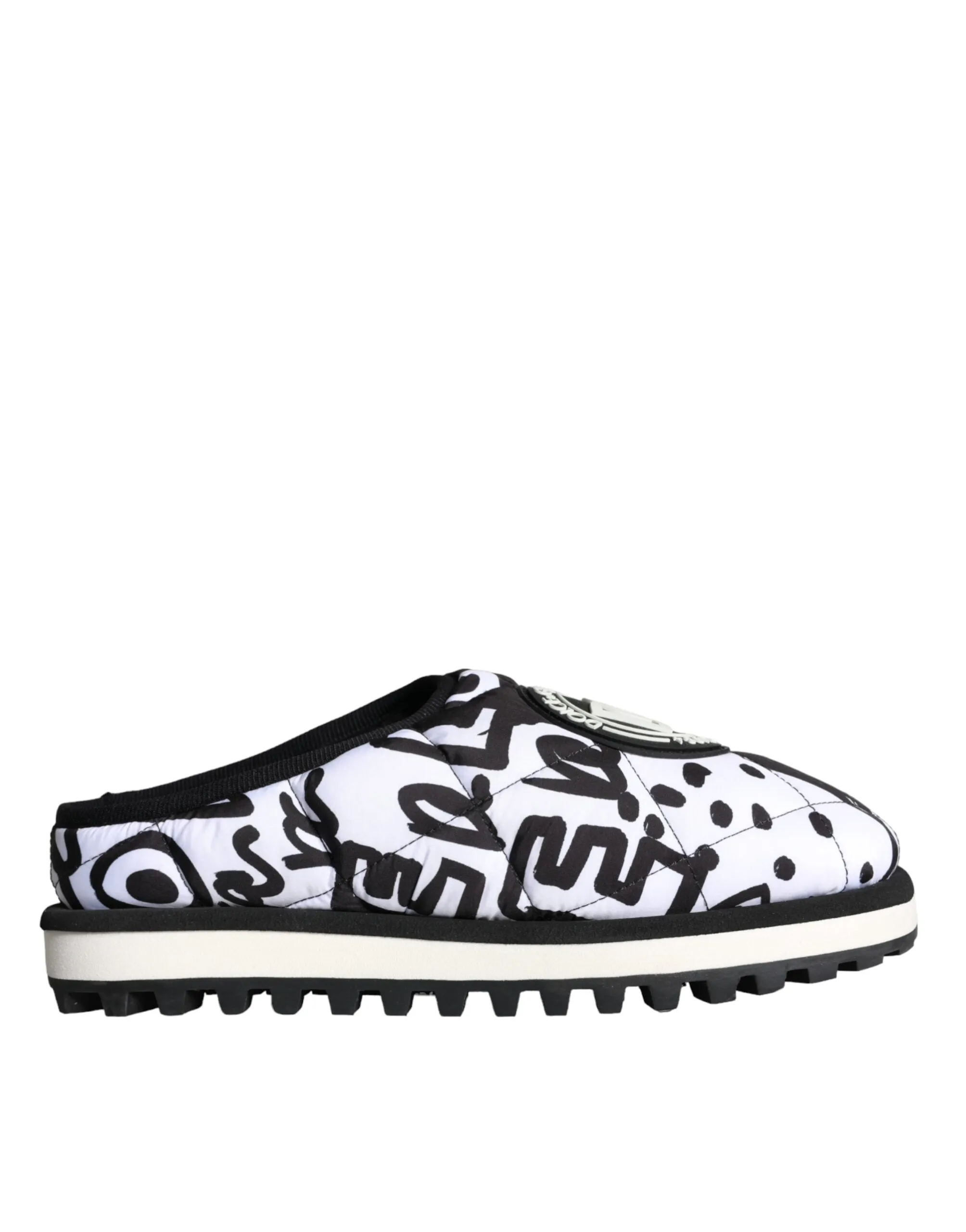 Black White Quilted Logo Sandals Slides Shoes sold by Louxly