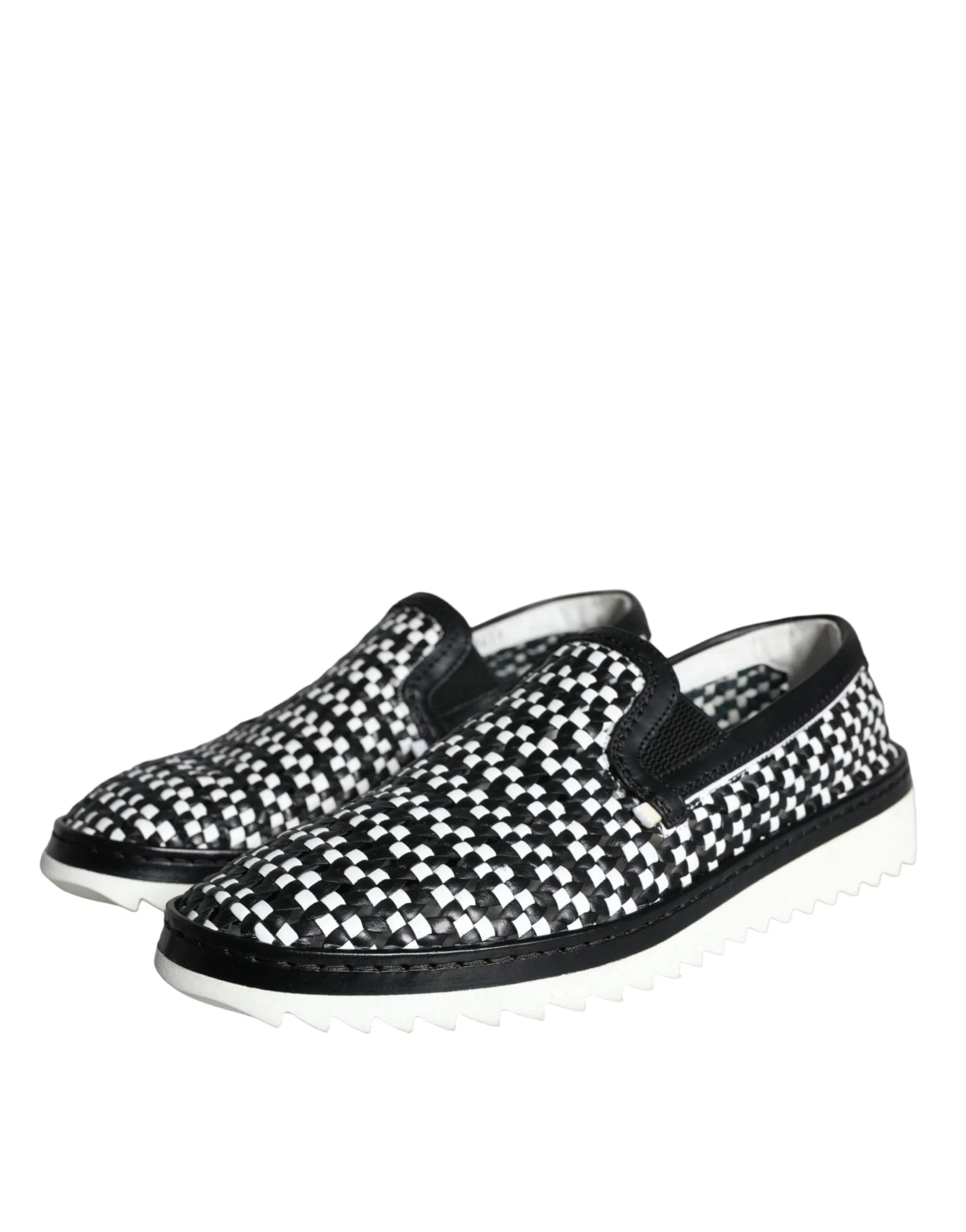 Black White Weaved Slip On Men Loafers Shoes sold by Louxly product image thumbnail 3