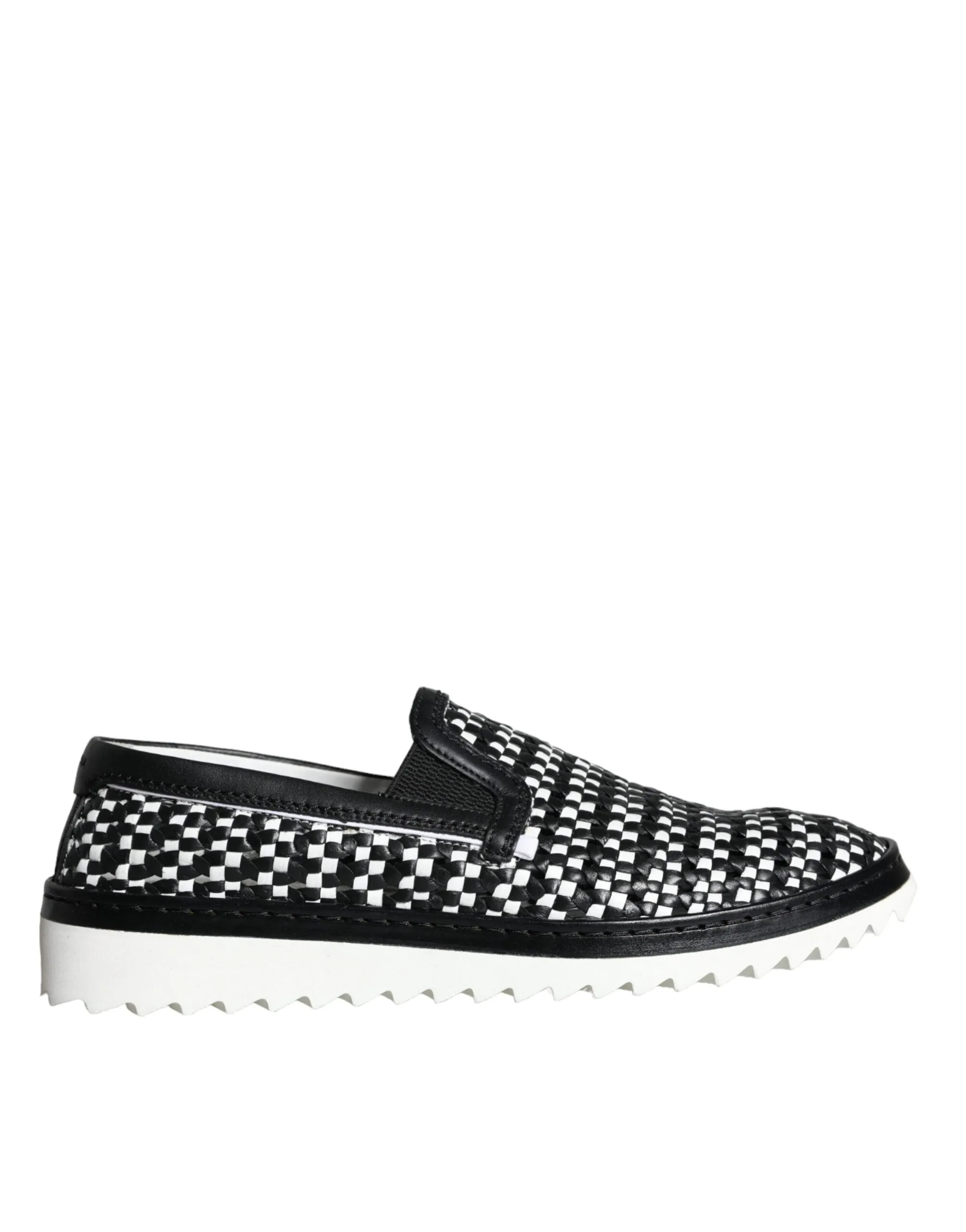 Black White Weaved Slip On Men Loafers Shoes sold by Louxly product image thumbnail 5
