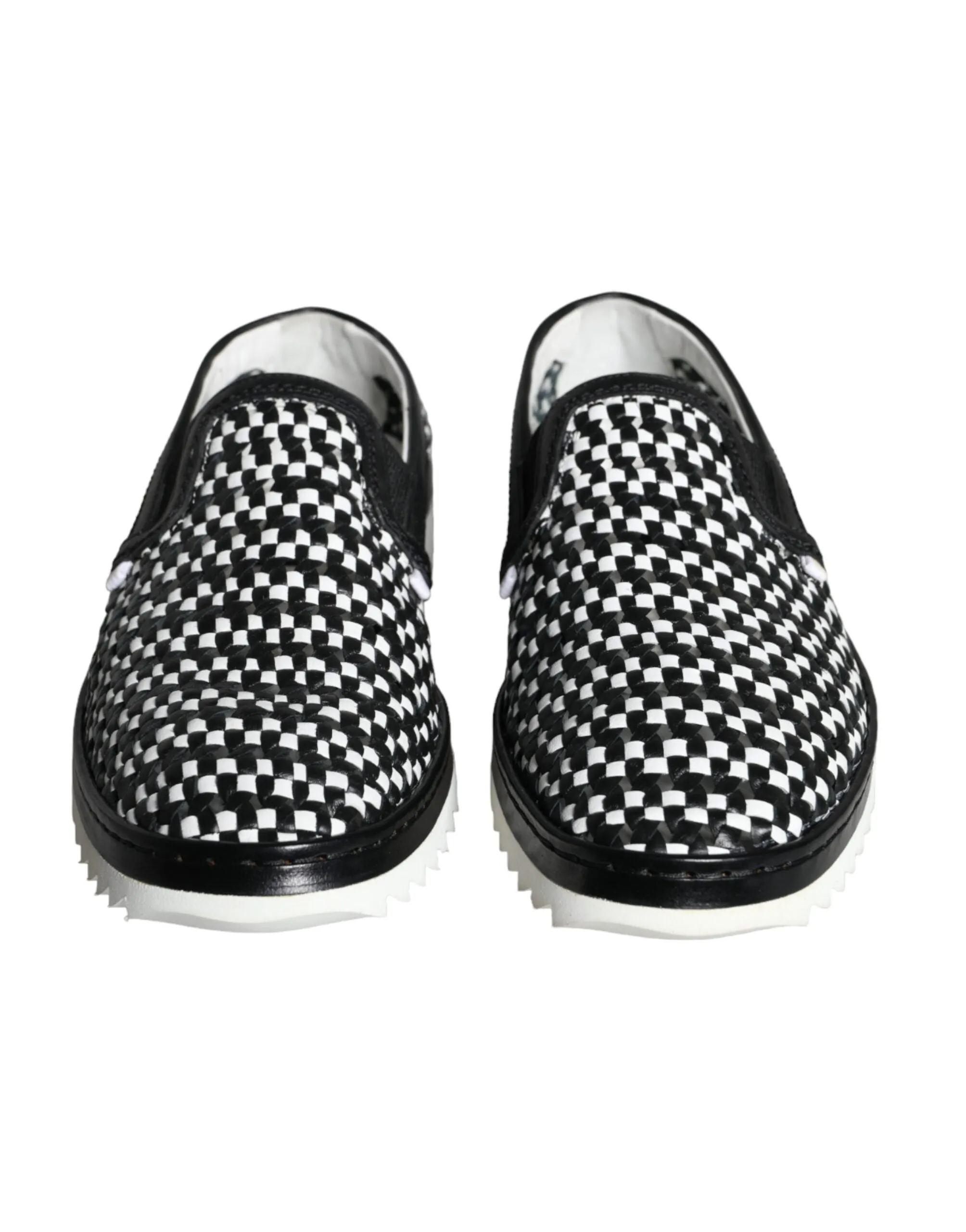 Black White Weaved Slip On Men Loafers Shoes sold by Louxly product image thumbnail 2