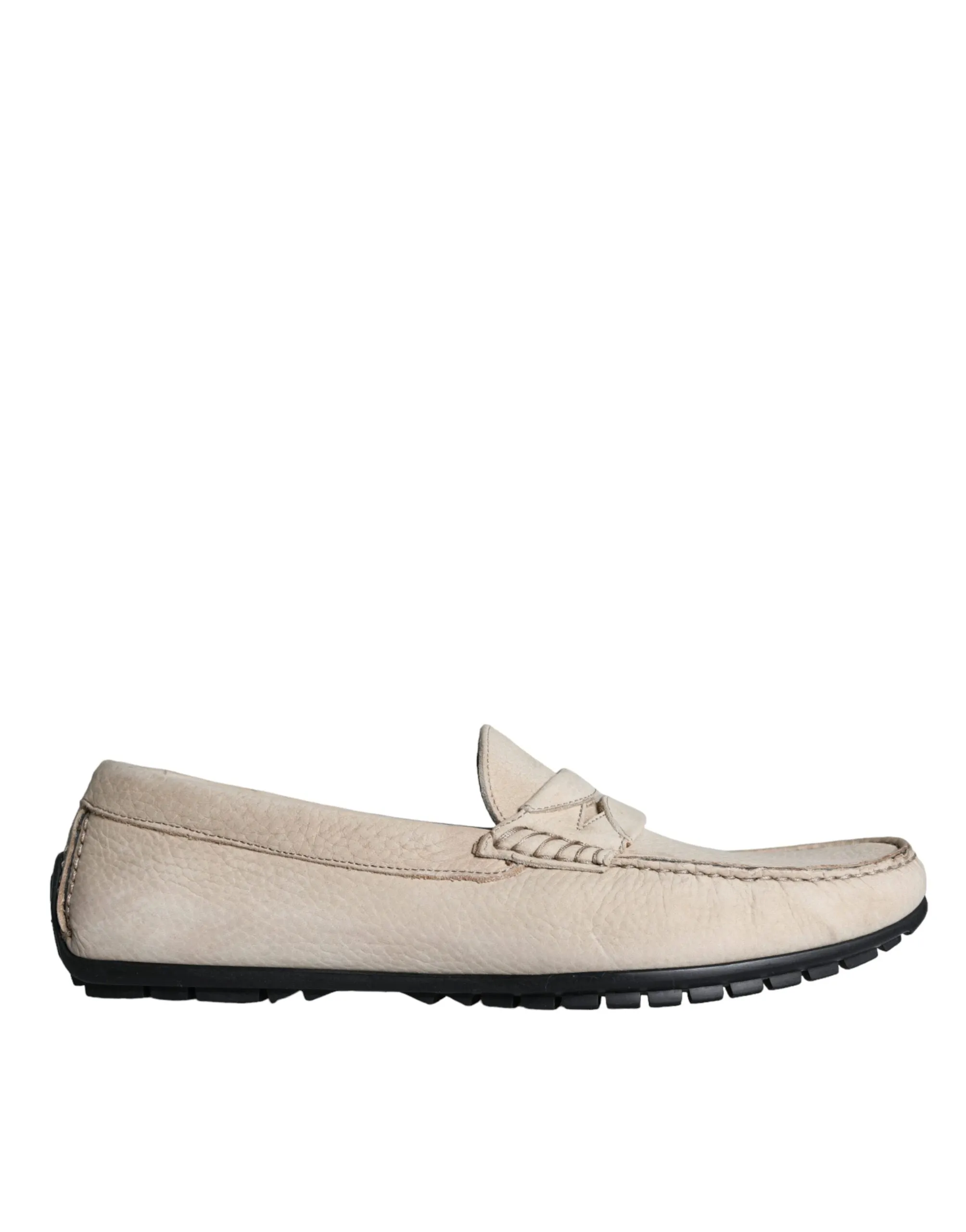 Beige Leather Slip Mocassin Loafers Men Shoes sold by Louxly