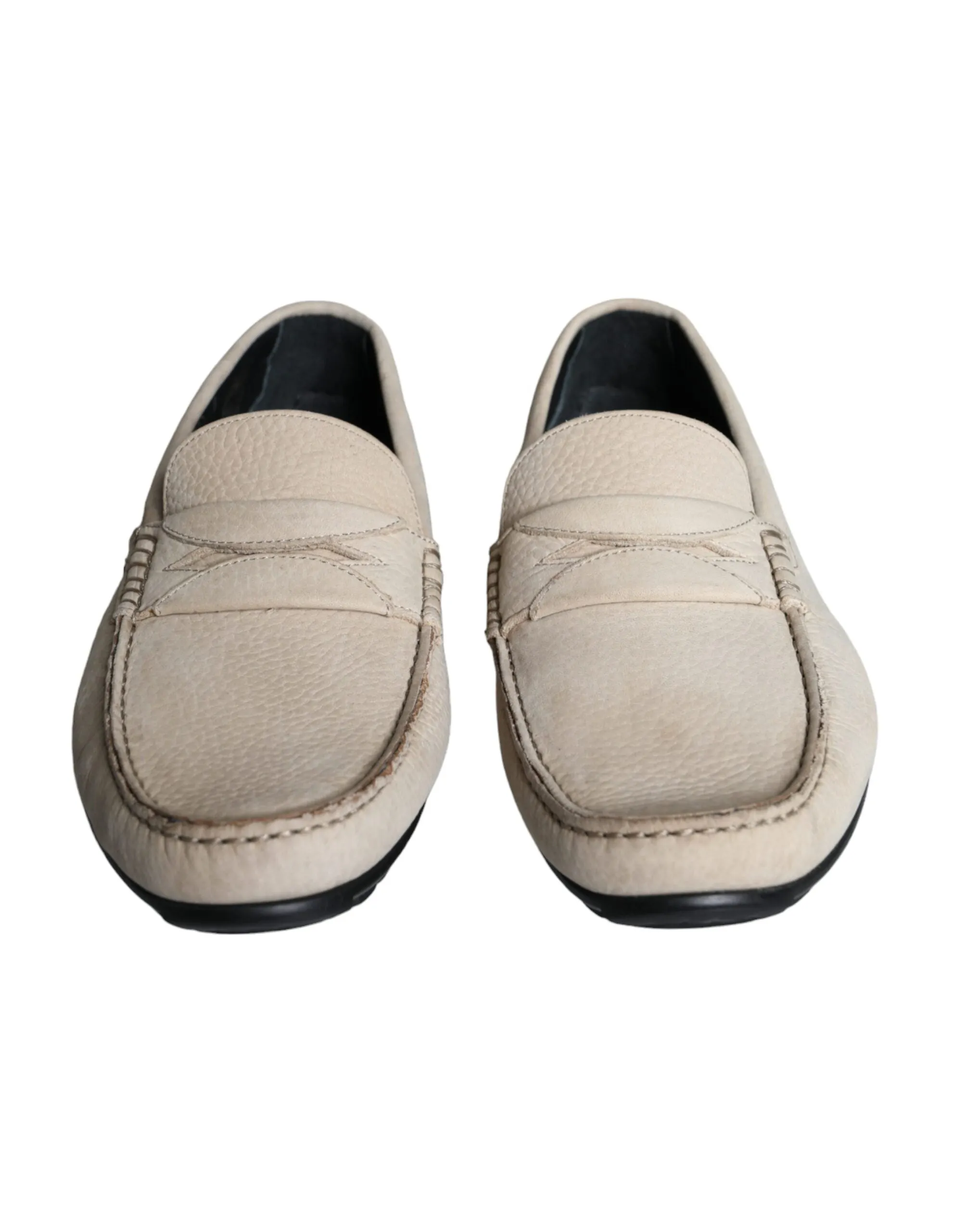 Beige Leather Slip Mocassin Loafers Men Shoes sold by Louxly product image thumbnail 2