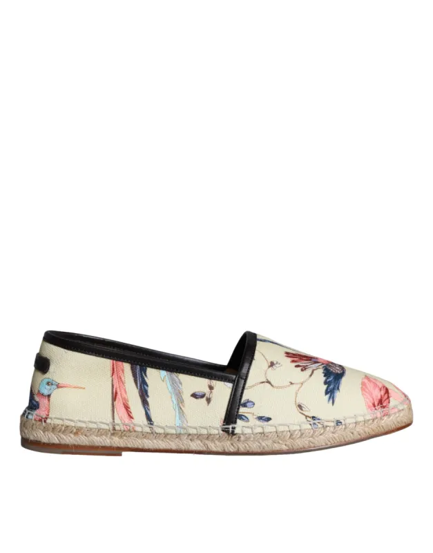 Beige Floral Canvas Espadrilles Slip On Shoes sold by Louxly