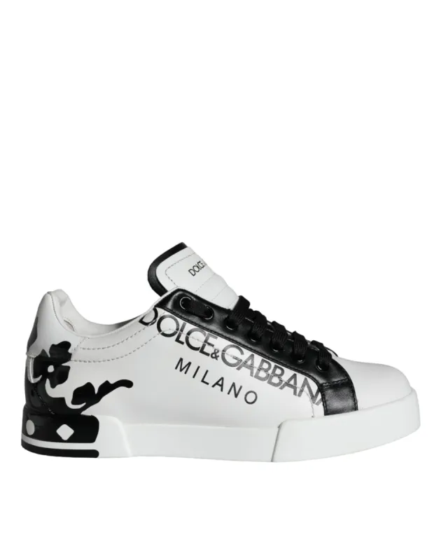 White Black Leather Crown Milano Sneakers Shoes sold by Louxly