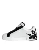 White Black Leather Crown Milano Sneakers Shoes sold by Louxly