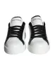 White Black Leather Crown Milano Sneakers Shoes sold by Louxly