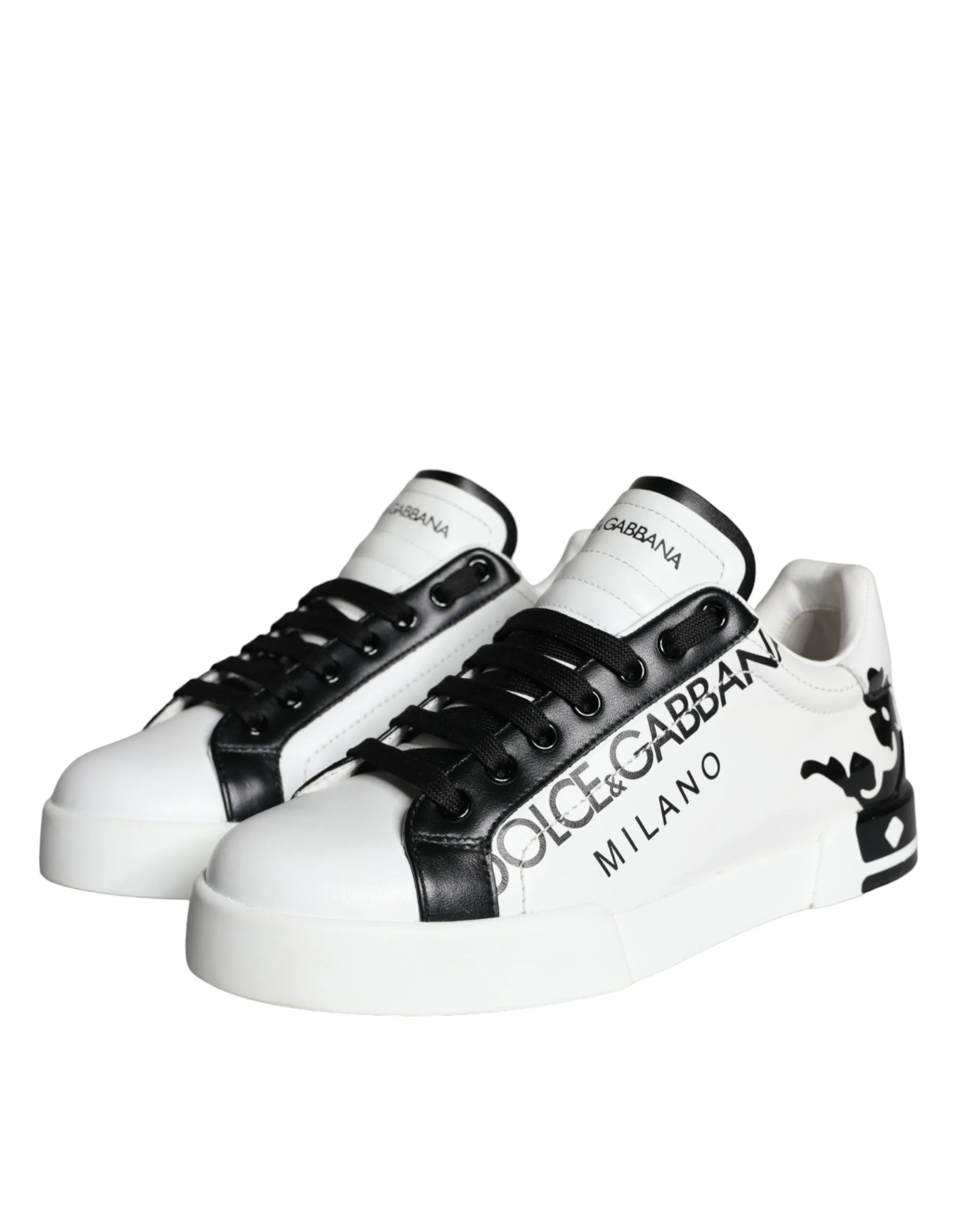 White Black Leather Crown Milano Sneakers Shoes sold by Louxly product image thumbnail 3
