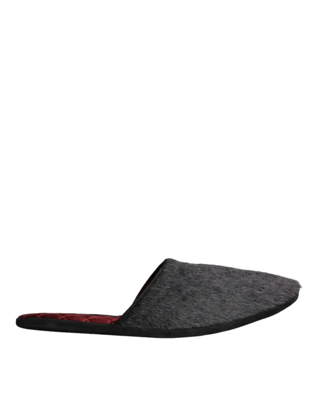 Black Faux Fur Slides Slippers Slip On Shoes sold by Louxly
