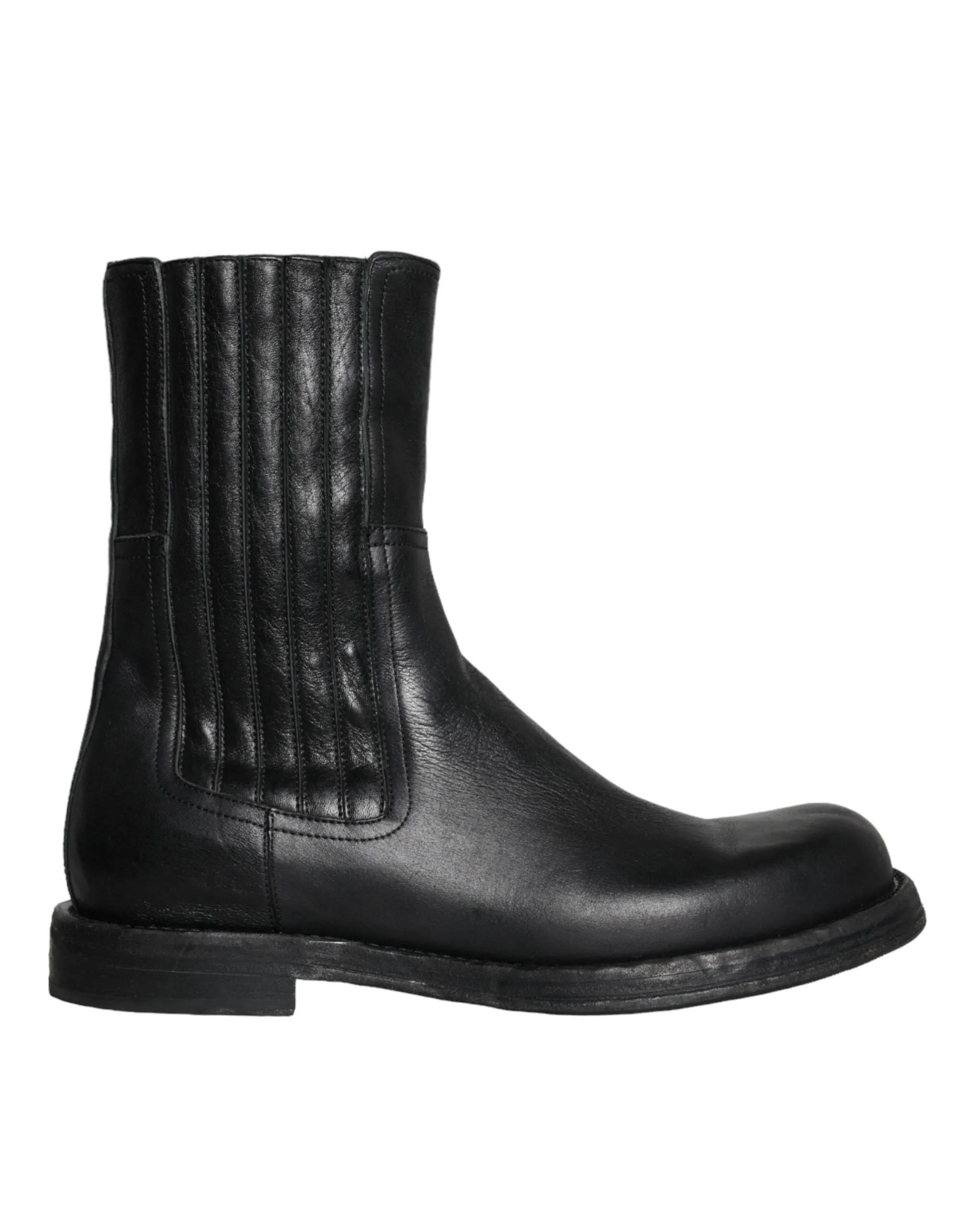 Black Horse Leather Mid Calf Boots Men Shoes sold by Louxly
