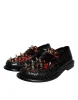 Black Leopard Print Studs Leather Loafers Shoes sold by Louxly