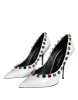White Crystal Leather High Heels Pumps Shoes sold by Louxly