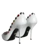 White Crystal Leather High Heels Pumps Shoes sold by Louxly