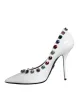 White Crystal Leather High Heels Pumps Shoes sold by Louxly