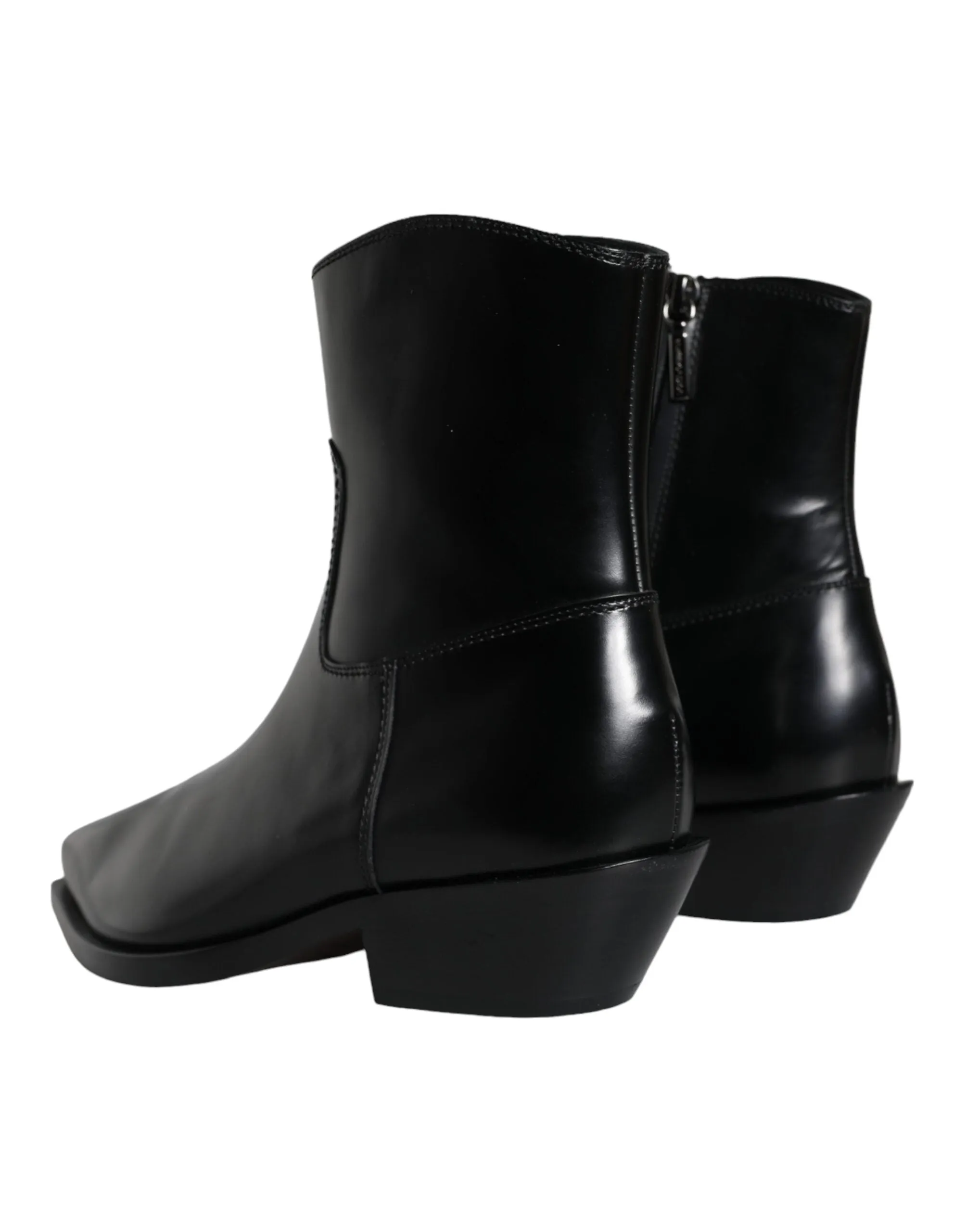 Black Leather Ankle Boots Booties Shoes sold by Louxly product image thumbnail 4