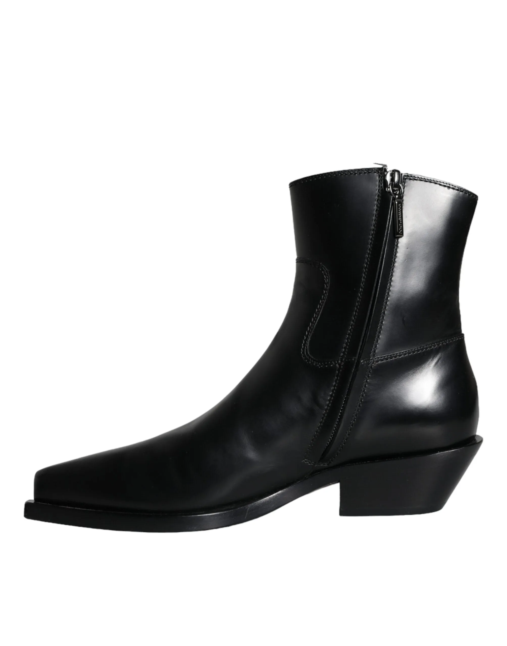 Black Leather Ankle Boots Booties Shoes sold by Louxly product image thumbnail 5