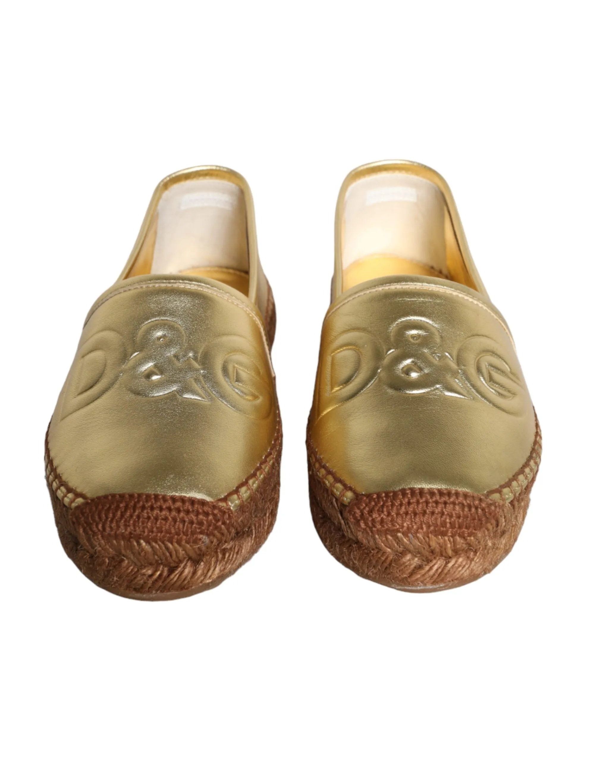 Gold Leather Loafers Flats Espadrille Shoes sold by Louxly product image thumbnail 2