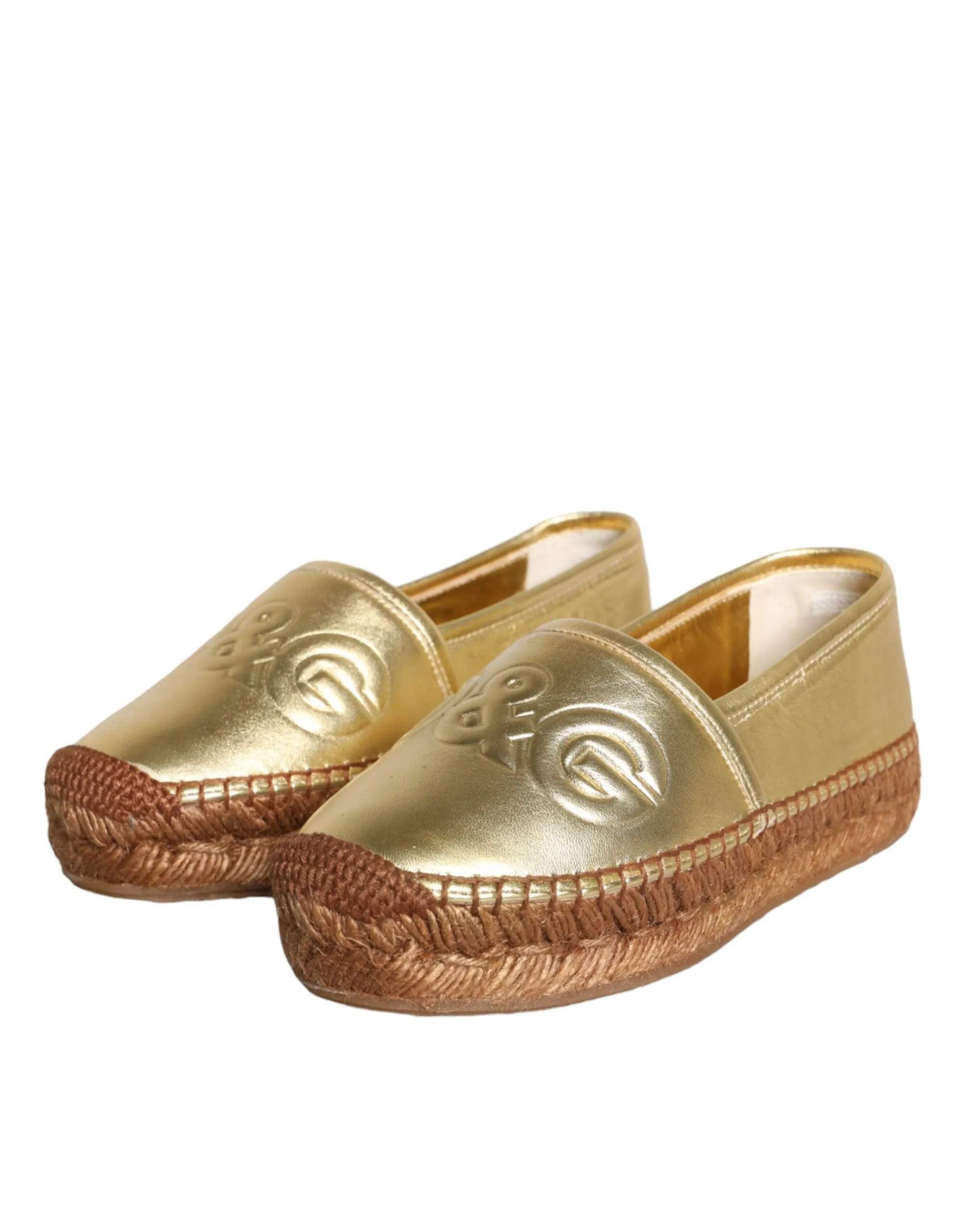 Gold Leather Loafers Flats Espadrille Shoes sold by Louxly product image thumbnail 3