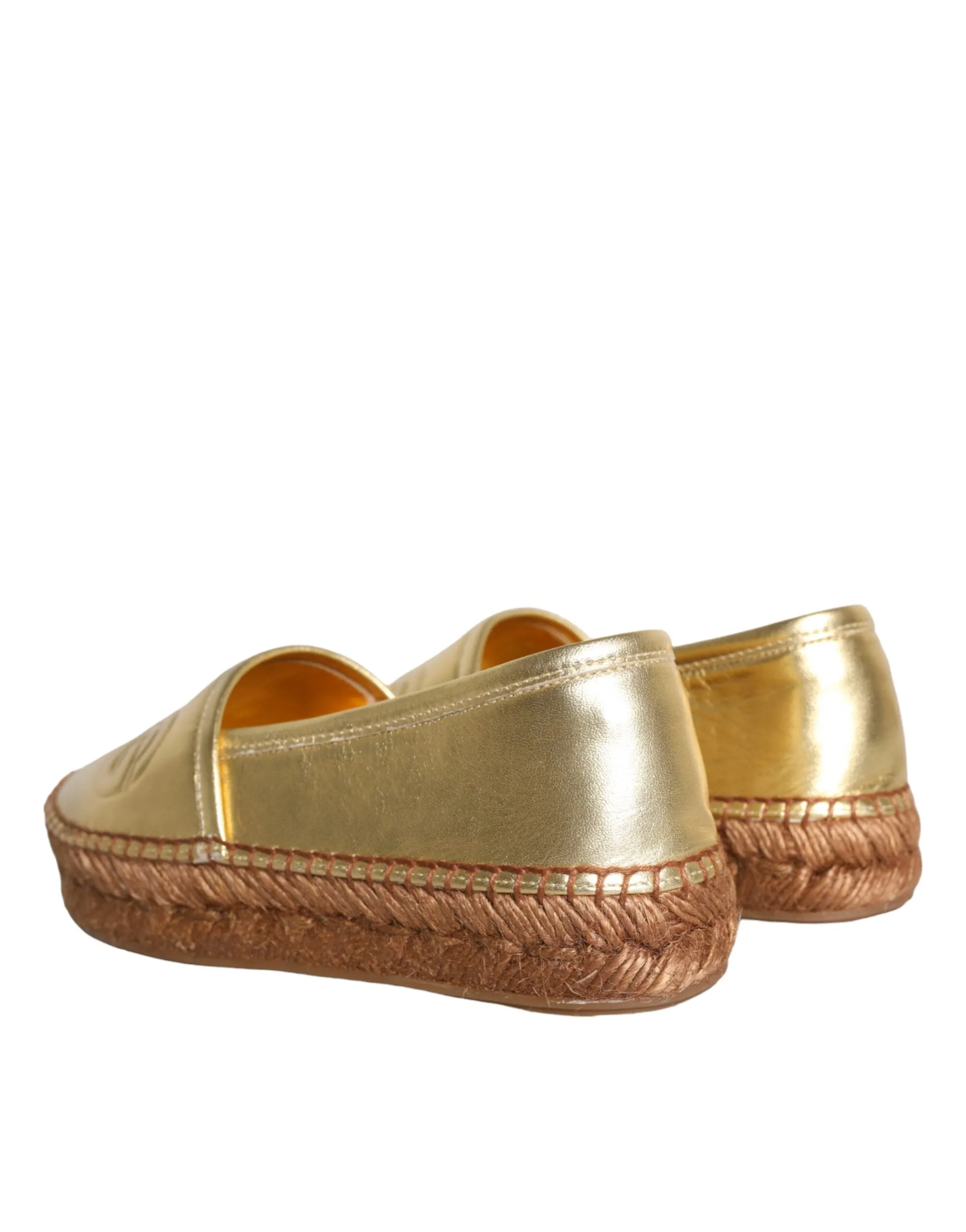 Gold Leather Loafers Flats Espadrille Shoes sold by Louxly product image thumbnail 4