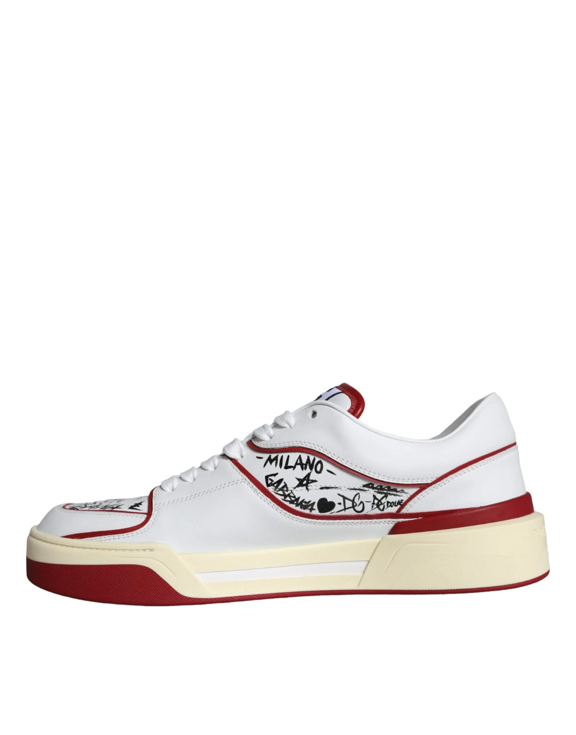 Red White Printed Leather Low Top Men Sneakers Shoes sold by Louxly product image thumbnail 5