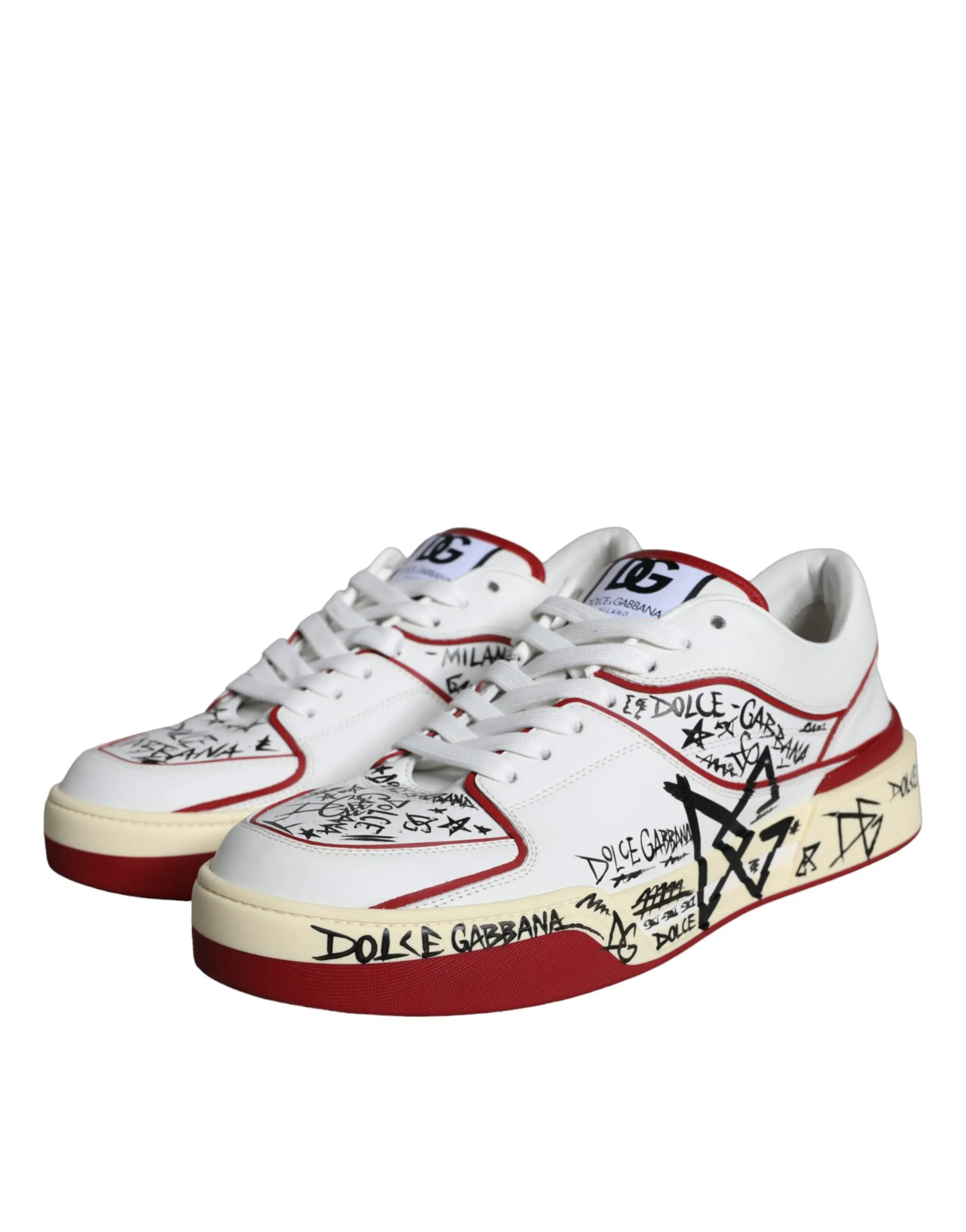Red White Printed Leather Low Top Men Sneakers Shoes sold by Louxly product image thumbnail 3