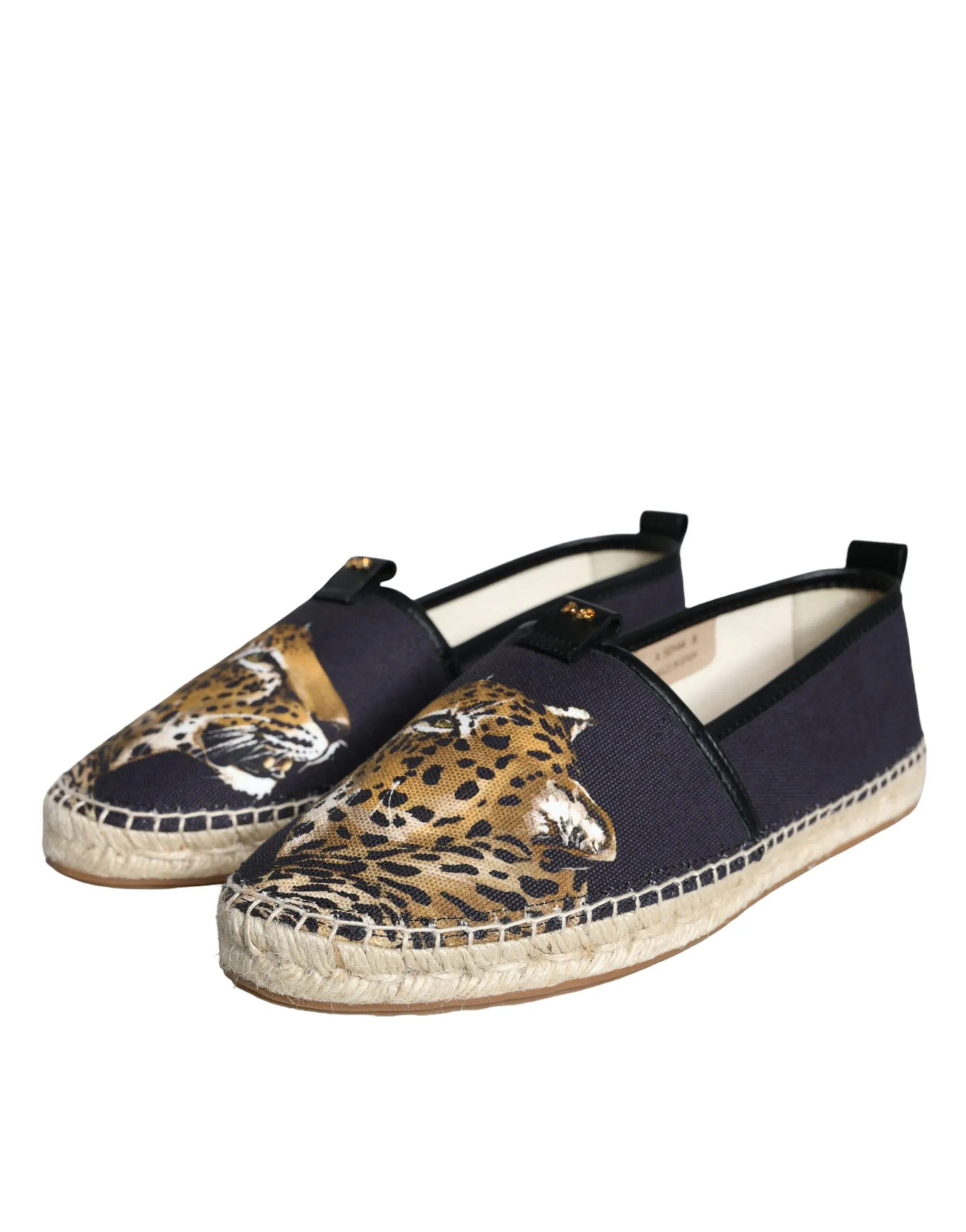 Black Cotton Leopard Slip On Espadrilles Shoes sold by Louxly product image thumbnail 3