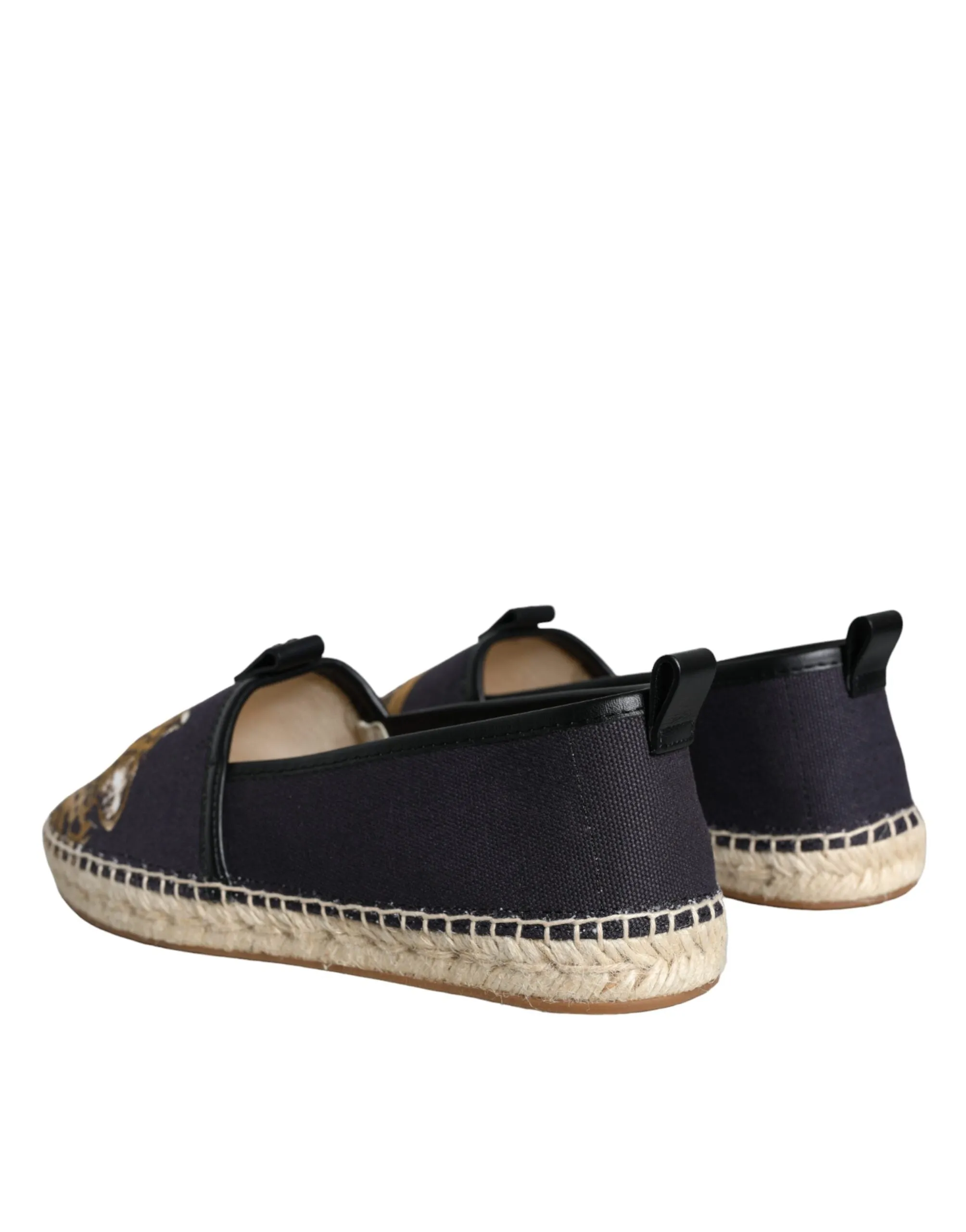 Black Cotton Leopard Slip On Espadrilles Shoes sold by Louxly product image thumbnail 4