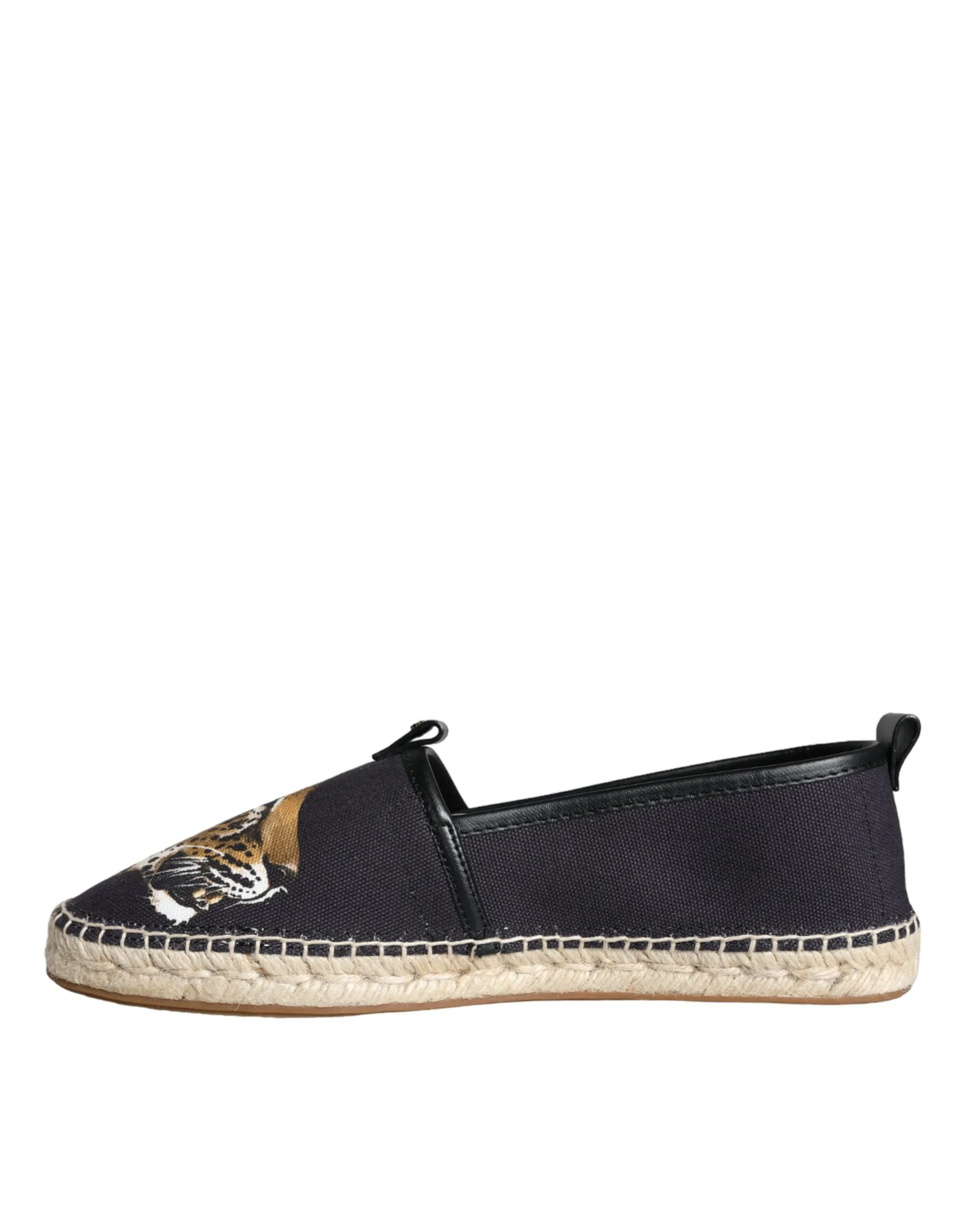 Black Cotton Leopard Slip On Espadrilles Shoes sold by Louxly product image thumbnail 5