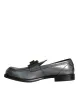 Silver Leather Logo Plaque Slip On Men Loafers Shoes sold by Louxly
