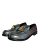 Silver Leather Logo Plaque Slip On Men Loafers Shoes sold by Louxly