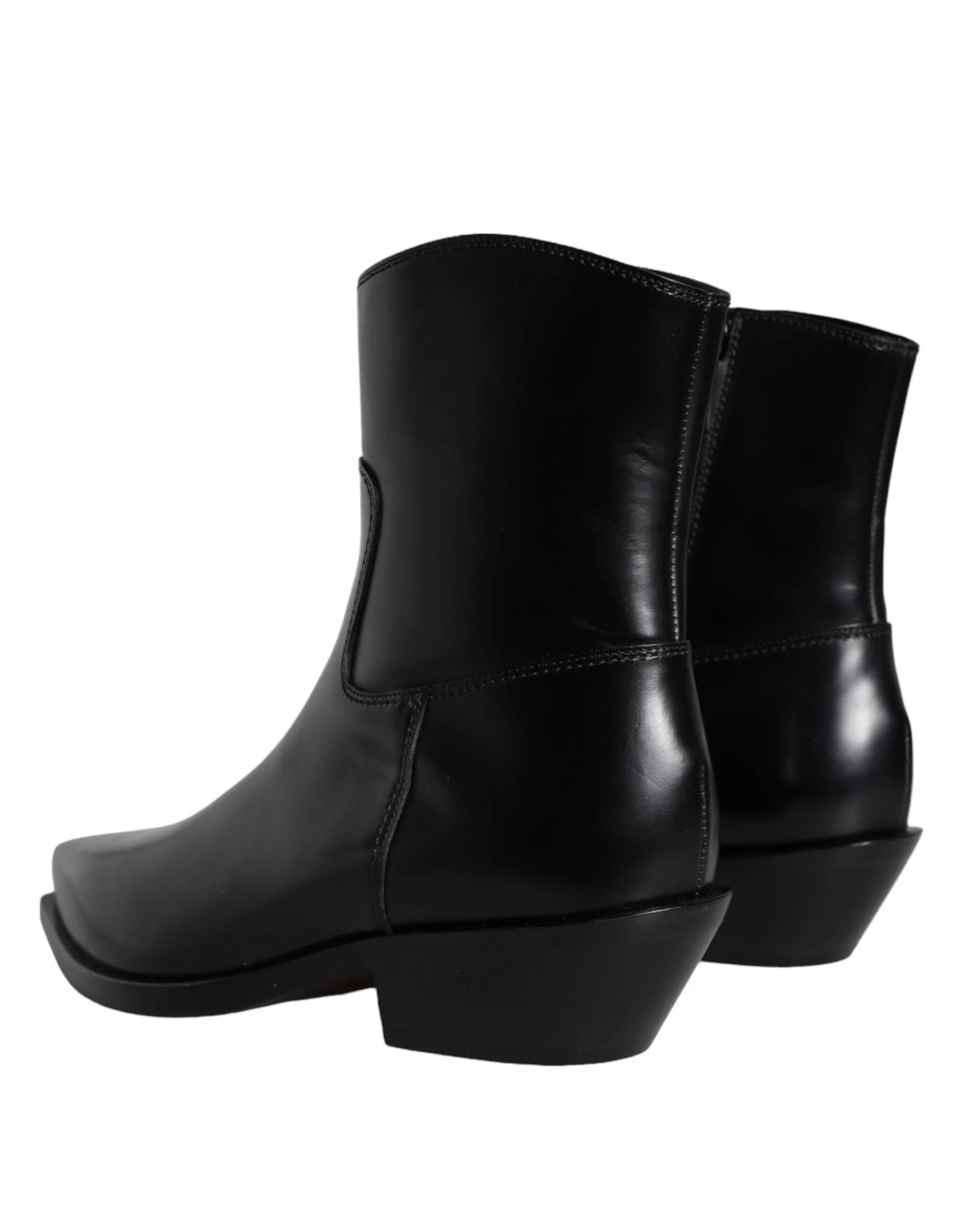 Black Leather Ankle Boots Booties Shoes sold by Louxly product image thumbnail 4