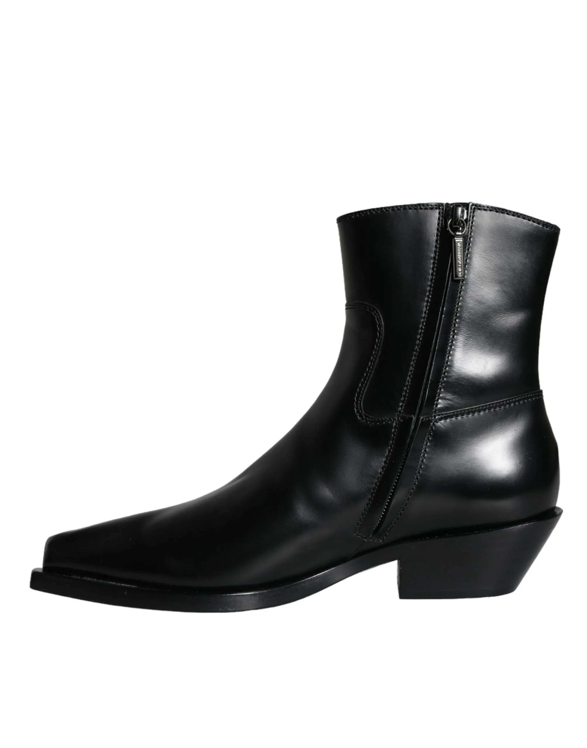 Black Leather Ankle Boots Booties Shoes sold by Louxly product image thumbnail 5