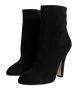 Black Suede Leather Mid Calf Boots Shoes sold by Louxly