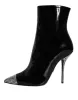 Black Patent Leather Crystal Heel Boots Shoes sold by Louxly