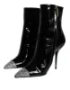 Black Patent Leather Crystal Heel Boots Shoes sold by Louxly