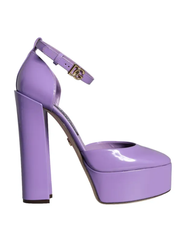 Purple Leather Platform Ankle Strap Sandals Shoes sold by Louxly