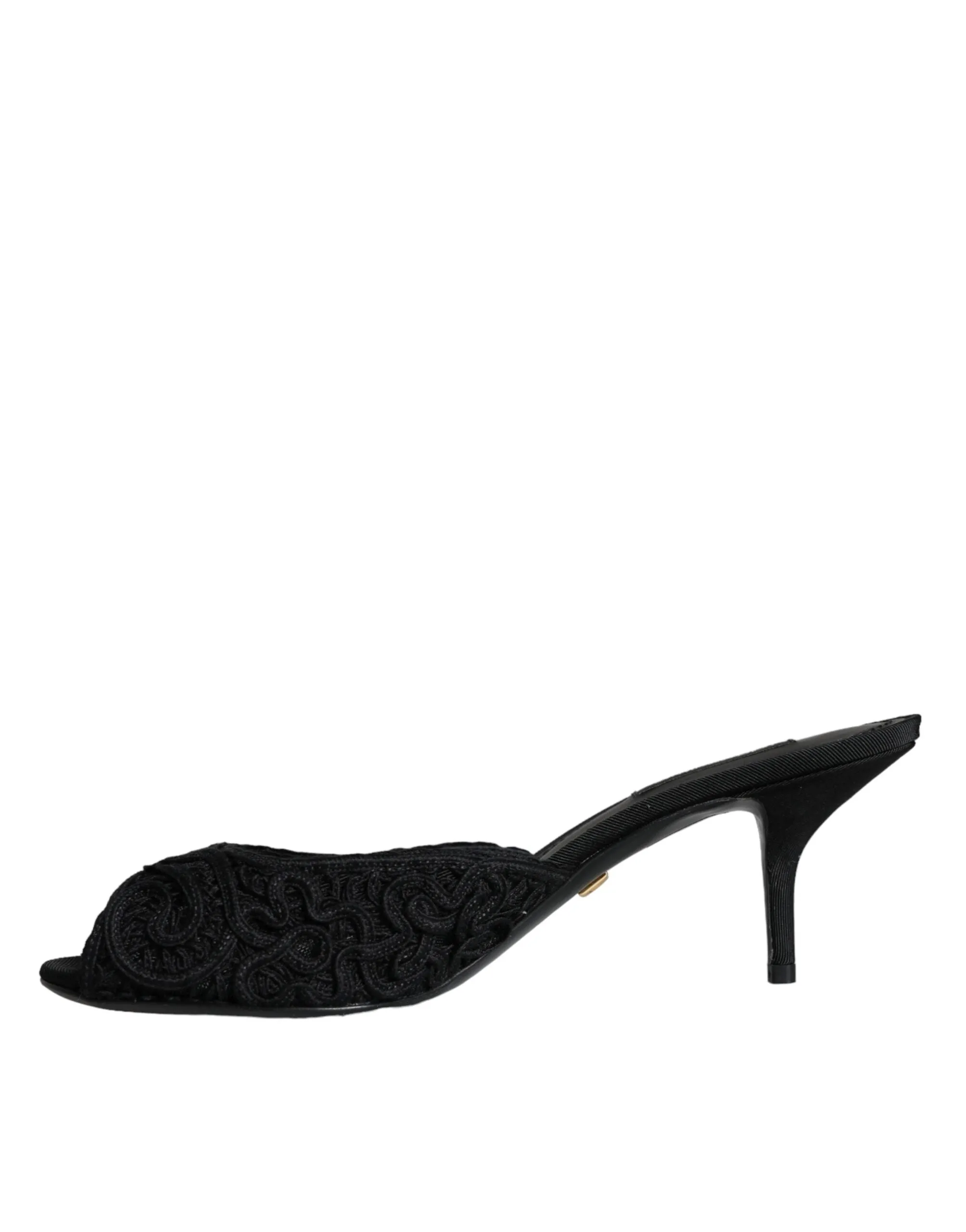 Black Keira Cordonetto Heels Slides Shoes sold by Louxly product image thumbnail 5