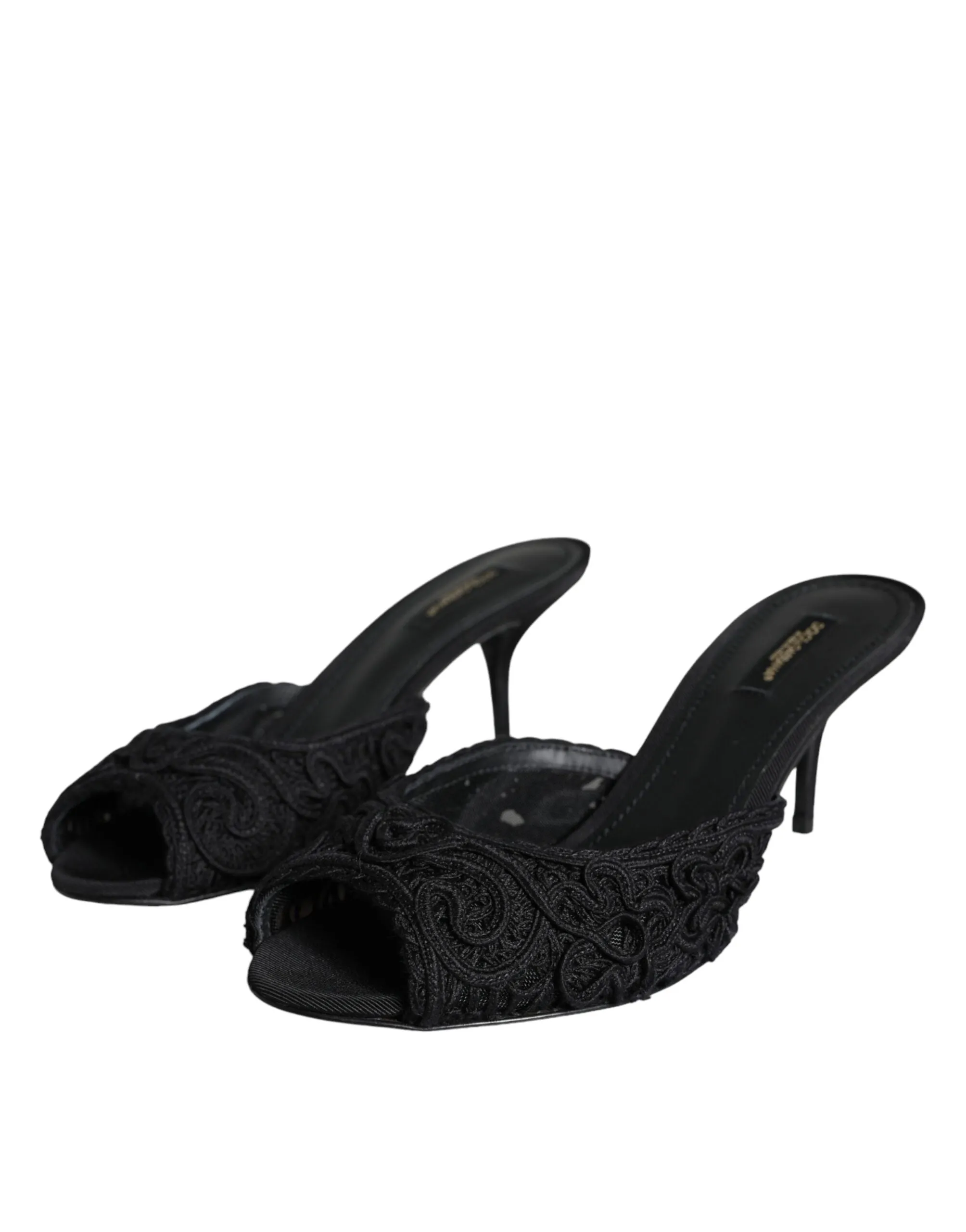 Black Keira Cordonetto Heels Slides Shoes sold by Louxly product image thumbnail 3