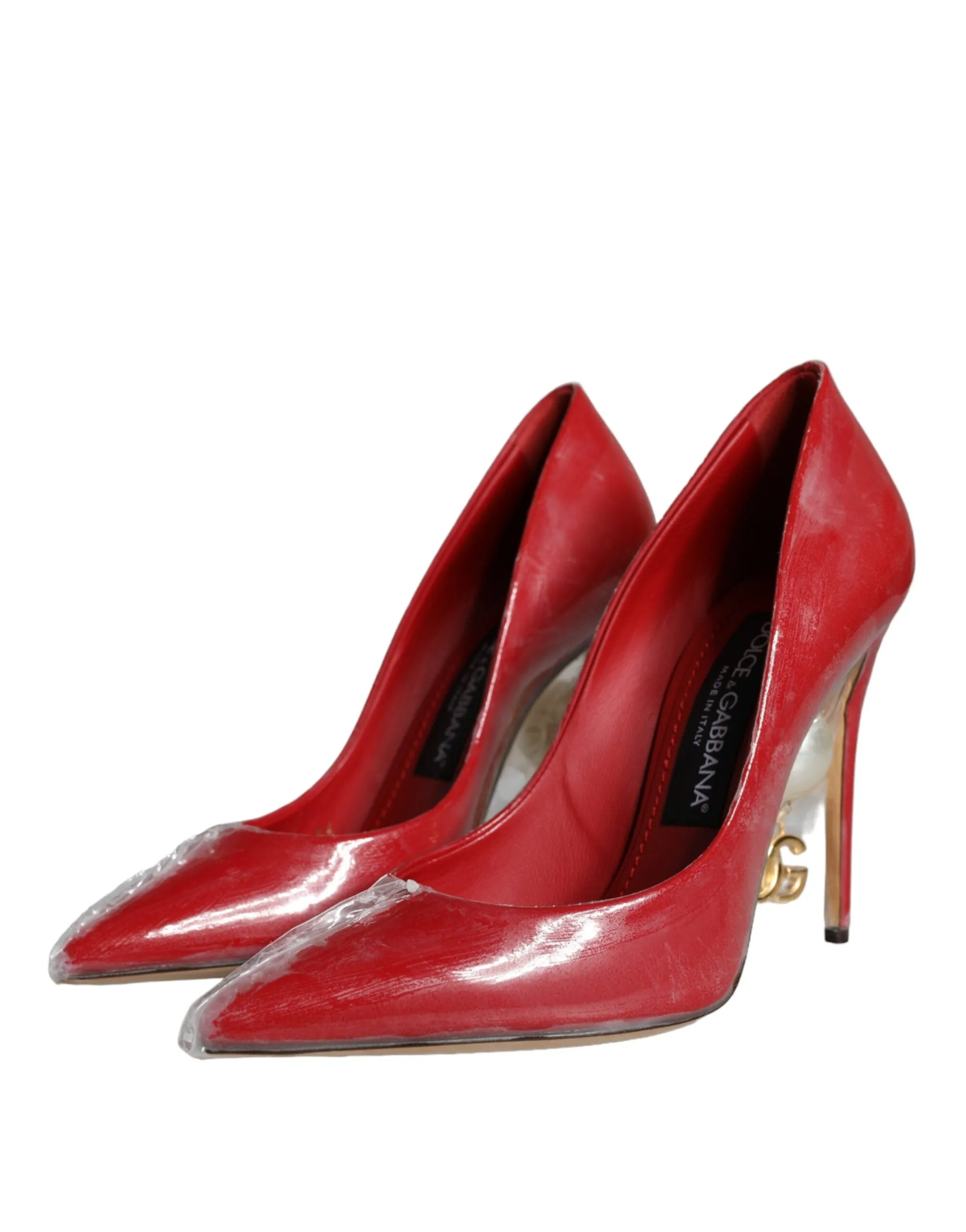 Red Patent Leather Faux Pearl Heels Pumps Shoes sold by Louxly product image thumbnail 3