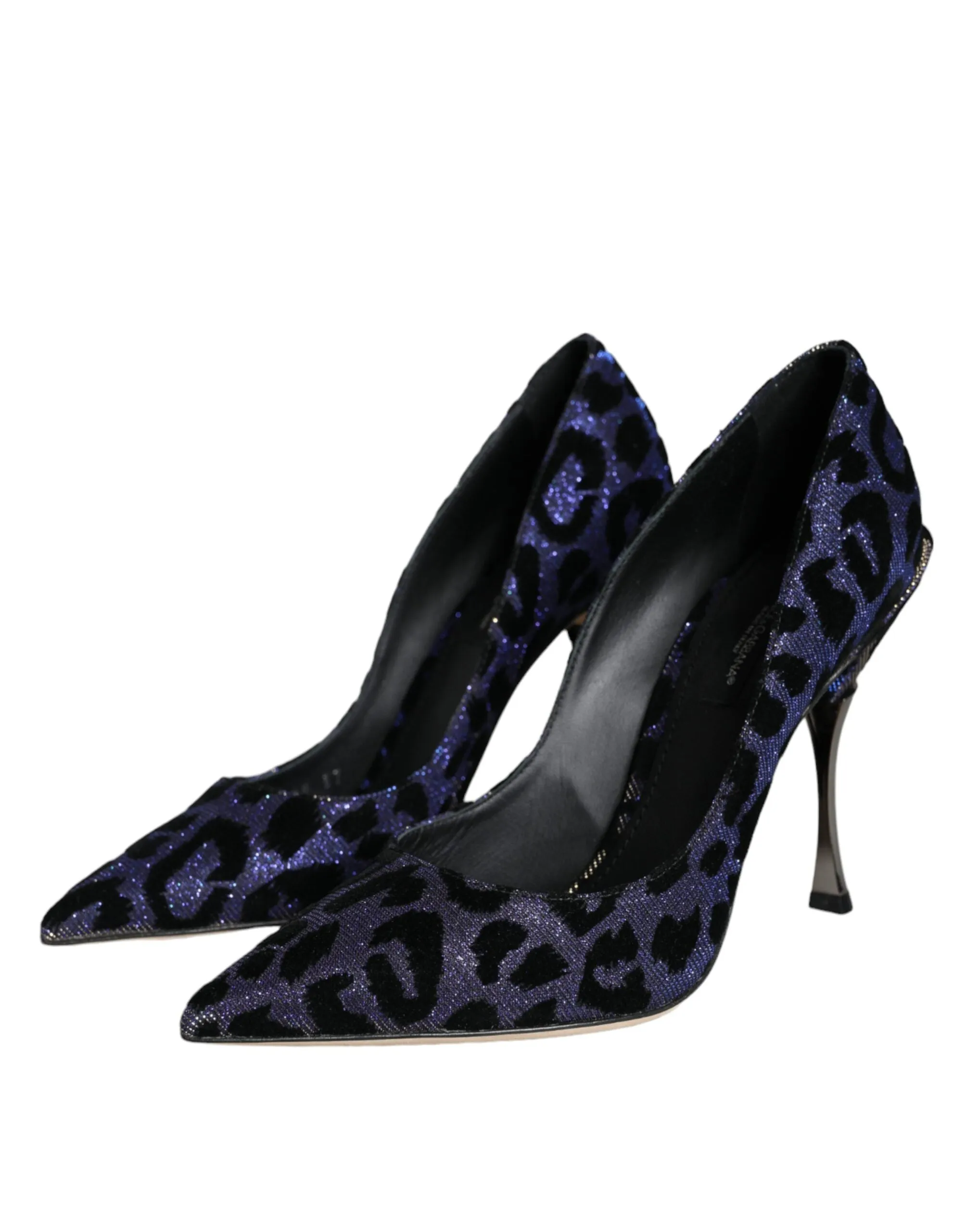 Dark Blue Leopard Lurex Heels Pumps Shoes sold by Louxly product image thumbnail 3
