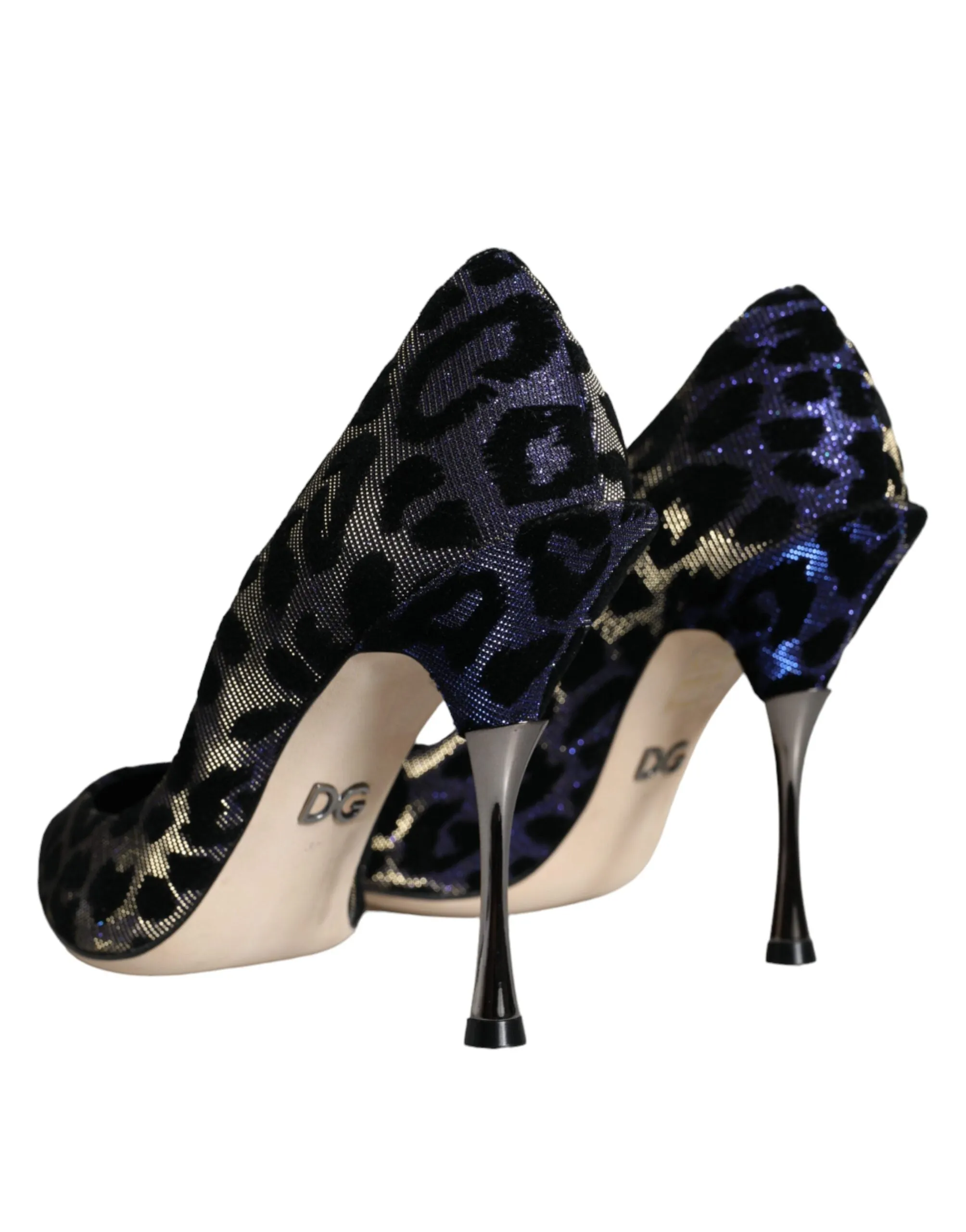 Dark Blue Leopard Lurex Heels Pumps Shoes sold by Louxly product image thumbnail 4