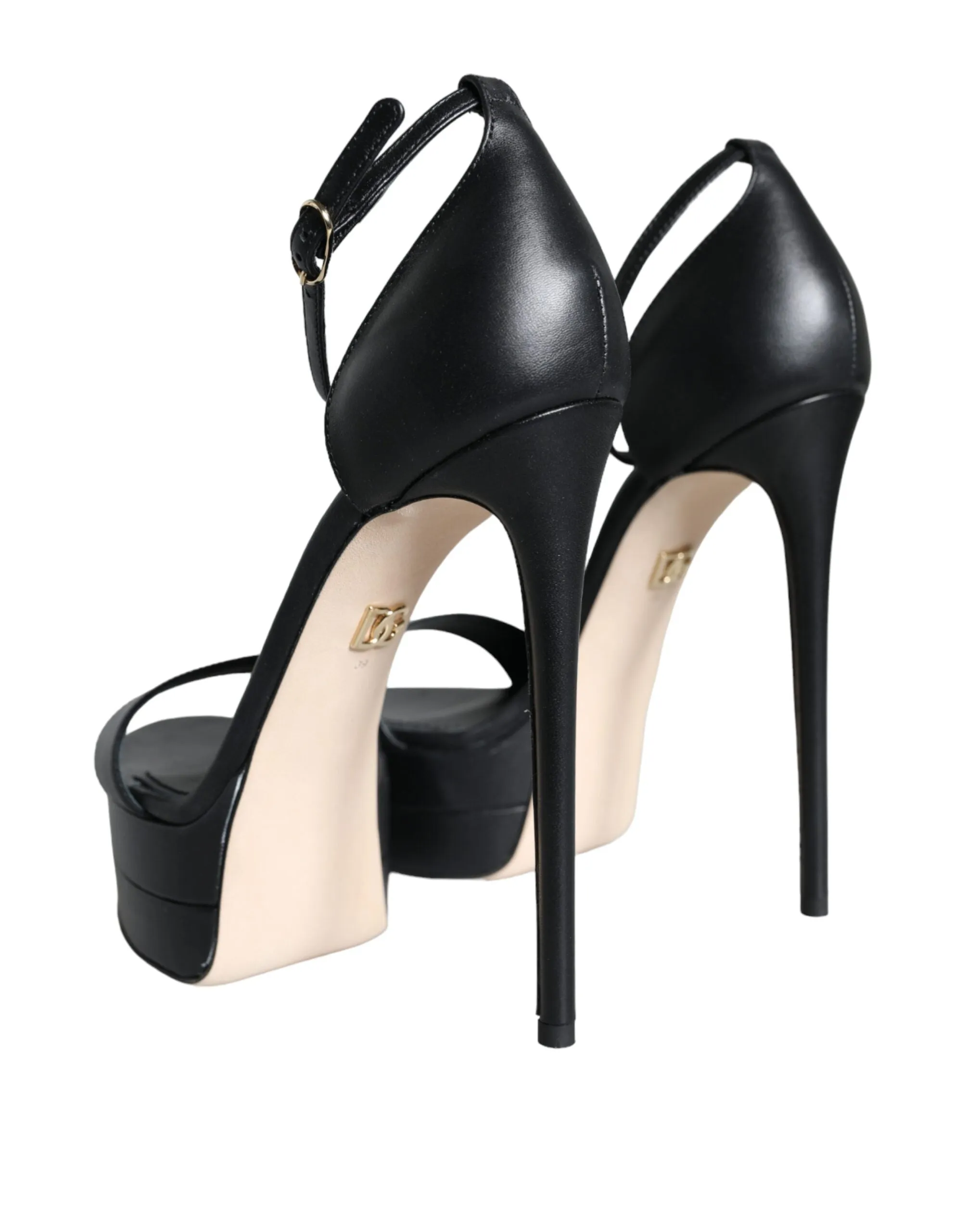 Black Lamb Leather Ankle Strap Sandals Shoes sold by Louxly product image thumbnail 4