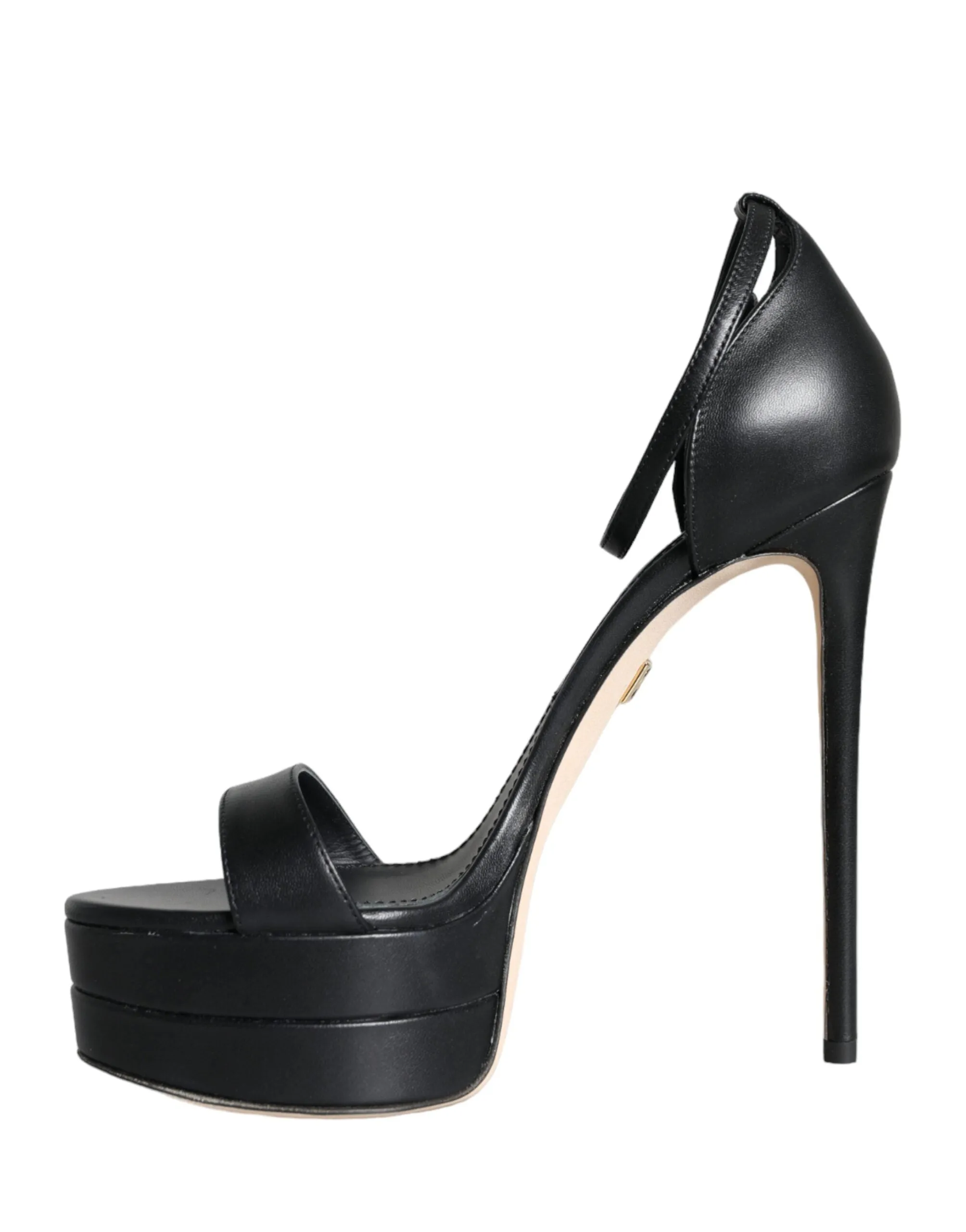Black Lamb Leather Ankle Strap Sandals Shoes sold by Louxly product image thumbnail 5