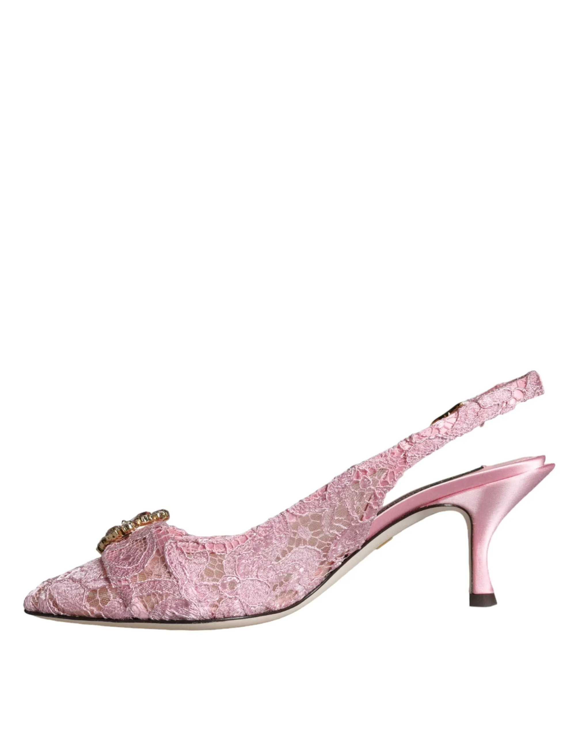 Pink Taormina Lace Crystal Heel Slingbacks Shoes sold by Louxly product image thumbnail 5