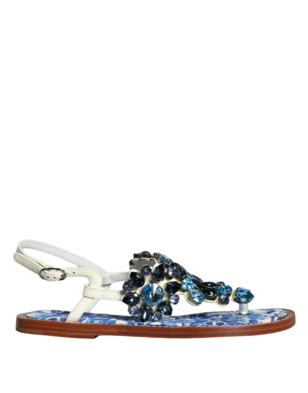 Multicolor Leather Crystals Flats Sandals Shoes sold by Louxly