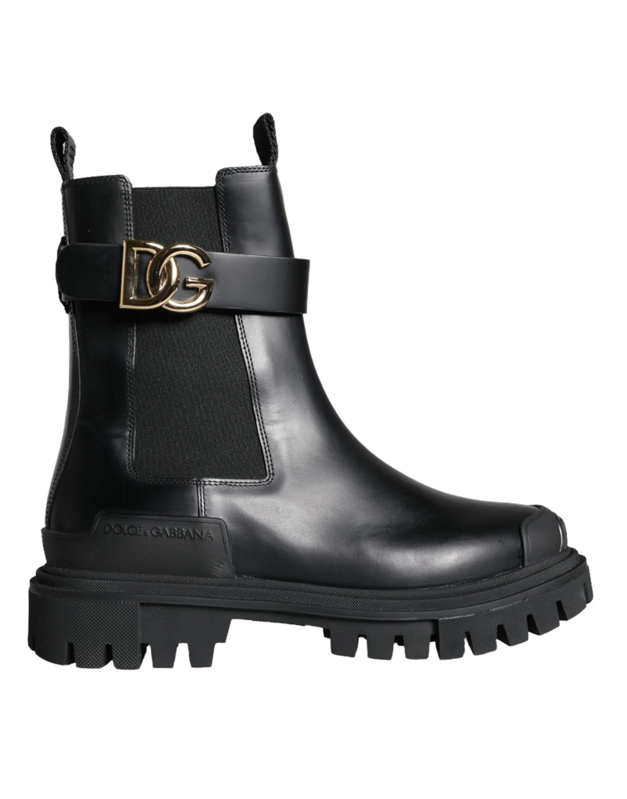 Black Leather Combat Mid Calf Boots Shoes sold by Louxly