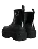 Black Leather Rubber Logo Ankle Boots Shoes sold by Louxly