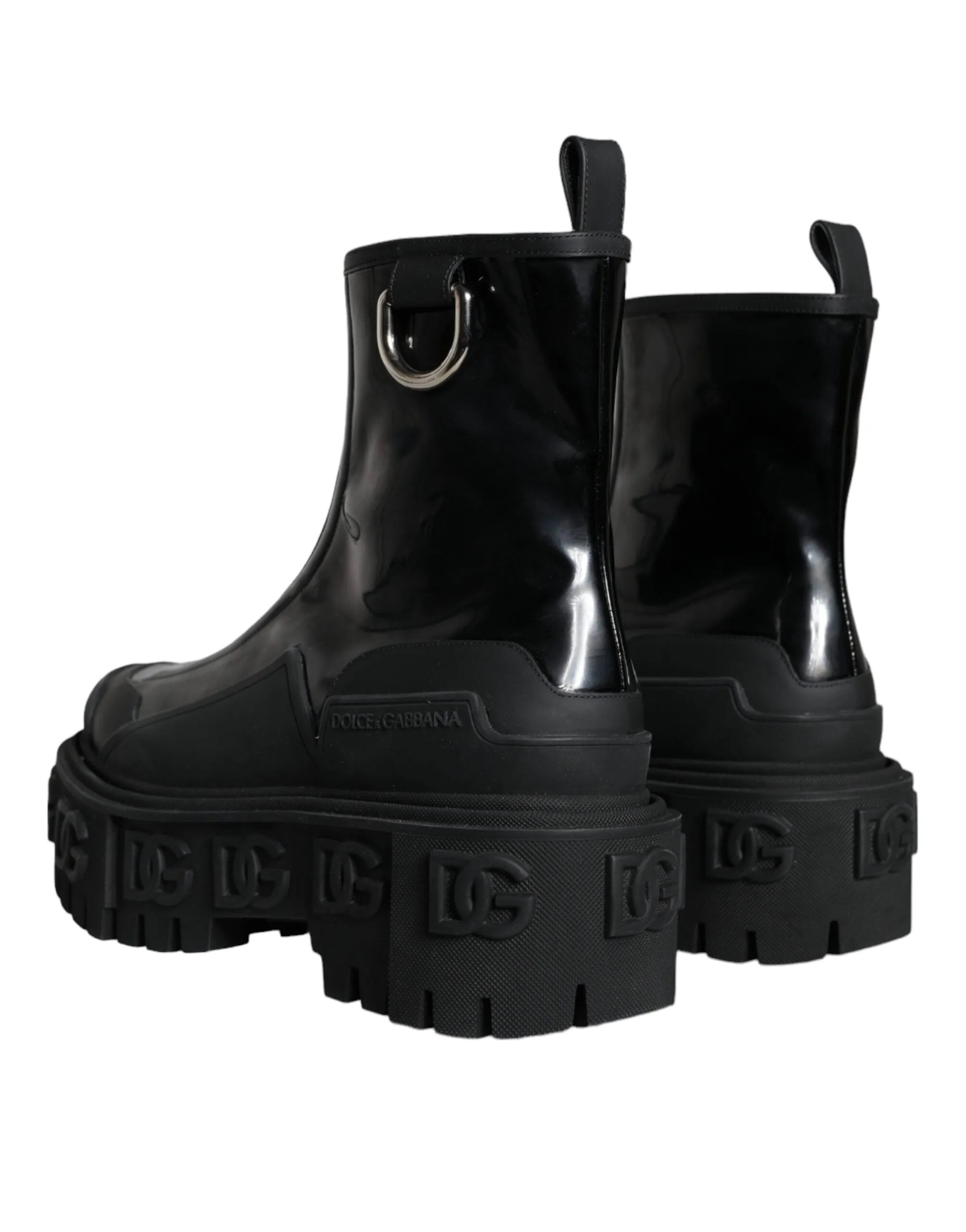Black Leather Rubber Logo Ankle Boots Shoes sold by Louxly product image thumbnail 4