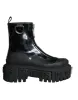 Black Leather Rubber Logo Ankle Boots Shoes sold by Louxly