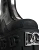 Black Leather Rubber Logo Ankle Boots Shoes sold by Louxly